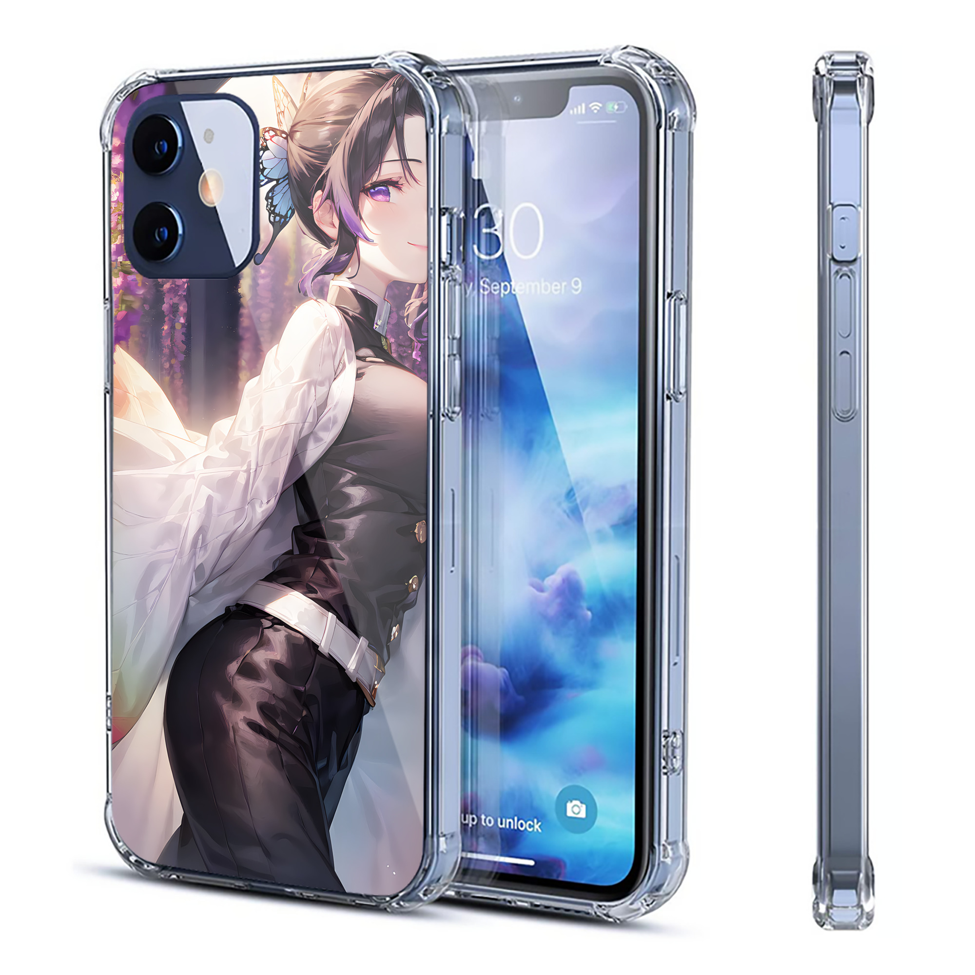 （画像用） 鬼滅の刃（きめつのやいば）蟲柱-胡蝶 しのぶ／こちょう しのぶ Kochou Shinobu 【iPhone 12シリーズ対応】透明スマホケース（クリアソフトケース）